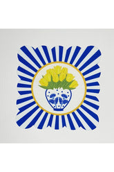 Decorative Yellow Tulip Vase Laser Cut Washable Cocktail Napkin